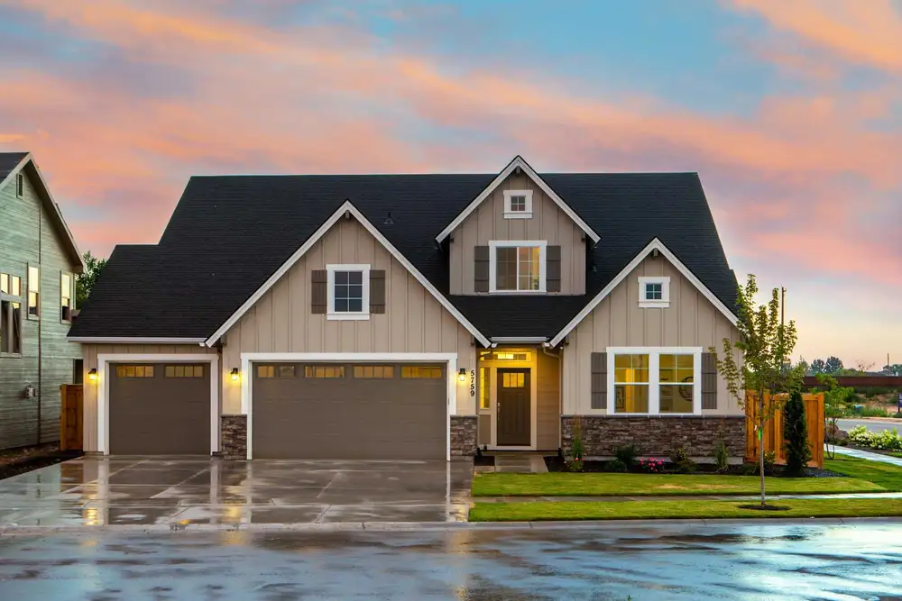 Two-storey home with a completed roof